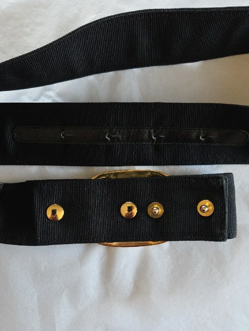 Salvatore Ferragamo Black Grosgrain Belt with Gold Logo Buckle